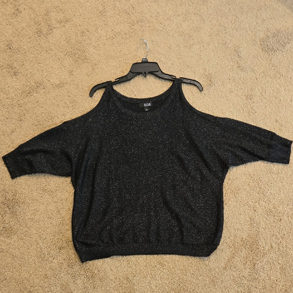 a.n.a Black Cold Shoulder Blouse Large